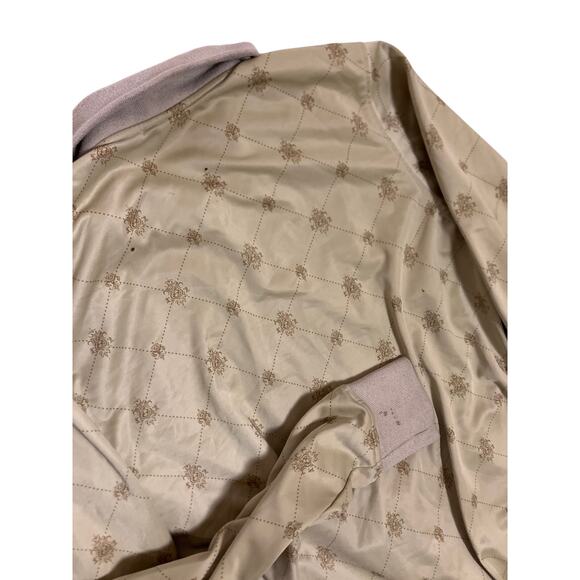 Anchor Blue Vintage Y2K Heavy Zip Up Jacket Tan Silky Streetwear Mens Small - Picture 5 of 6